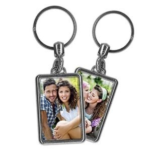 Llavero metálico rectangular dos caras