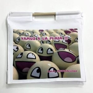 Bolsa personalizada con fotos asas de madera