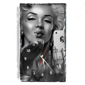 Reloj pizarra natural personalizado con fotos Vertical