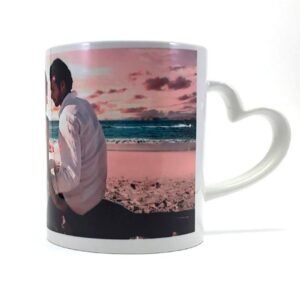 Taza blanca asa corazón personalizada con fotos
