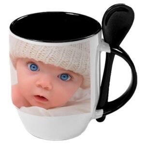 Taza personalizada con fotos con cuchara int. colores