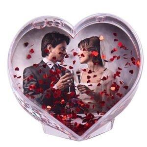 Bola de nieve con fotos forma de corazón